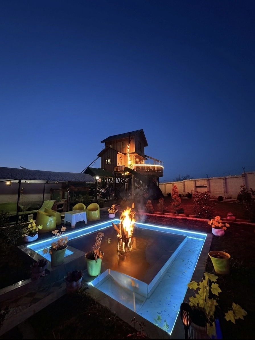Evening bonfire in Kashmir resort