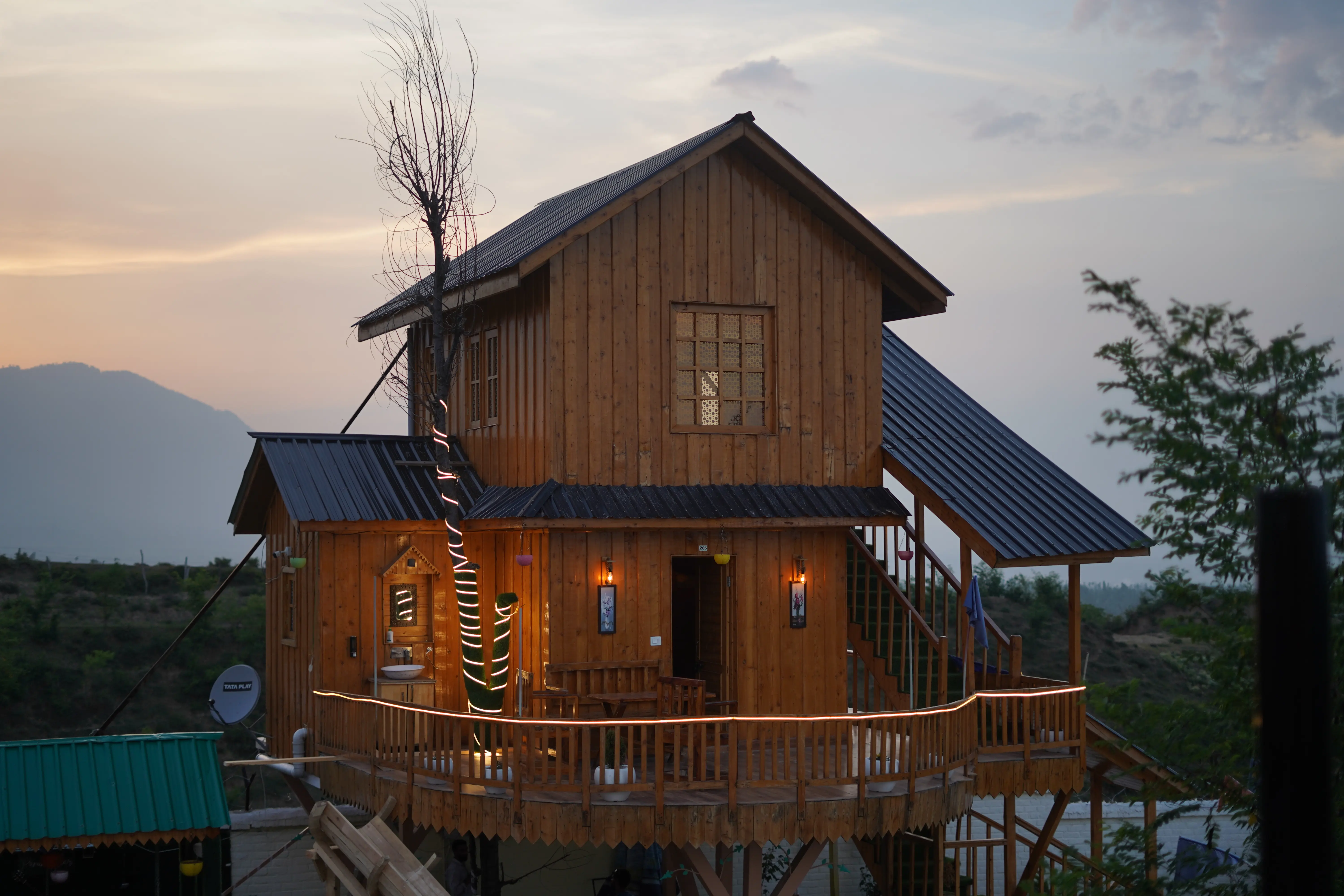 Panun Ghar luxury resort grounds and mountain cabins in Doodhpathri Budgam Kashmir